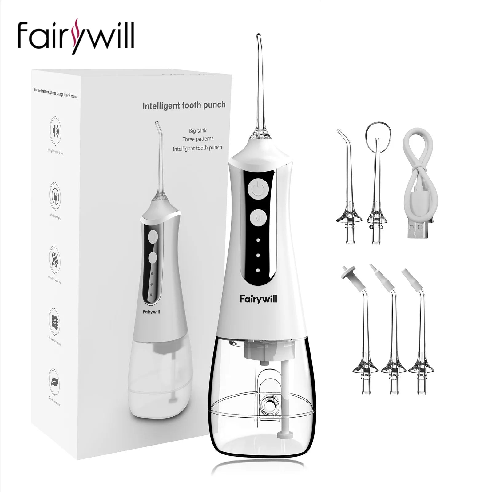 Fairywill Water Flosser – USB, 5 Tips, Travel