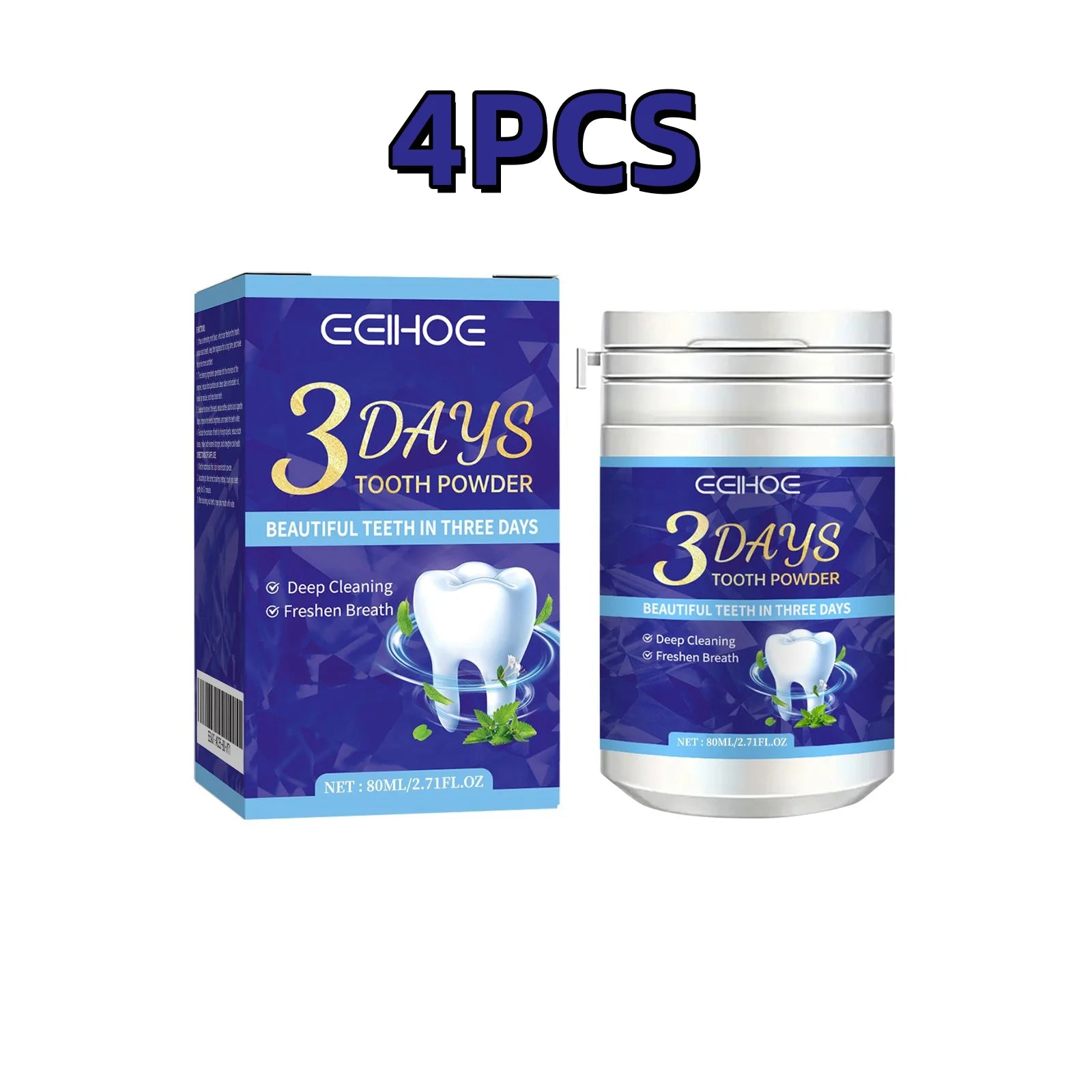 Ceihoce 3 Days Tooth Powder packaging with a container on a white background
