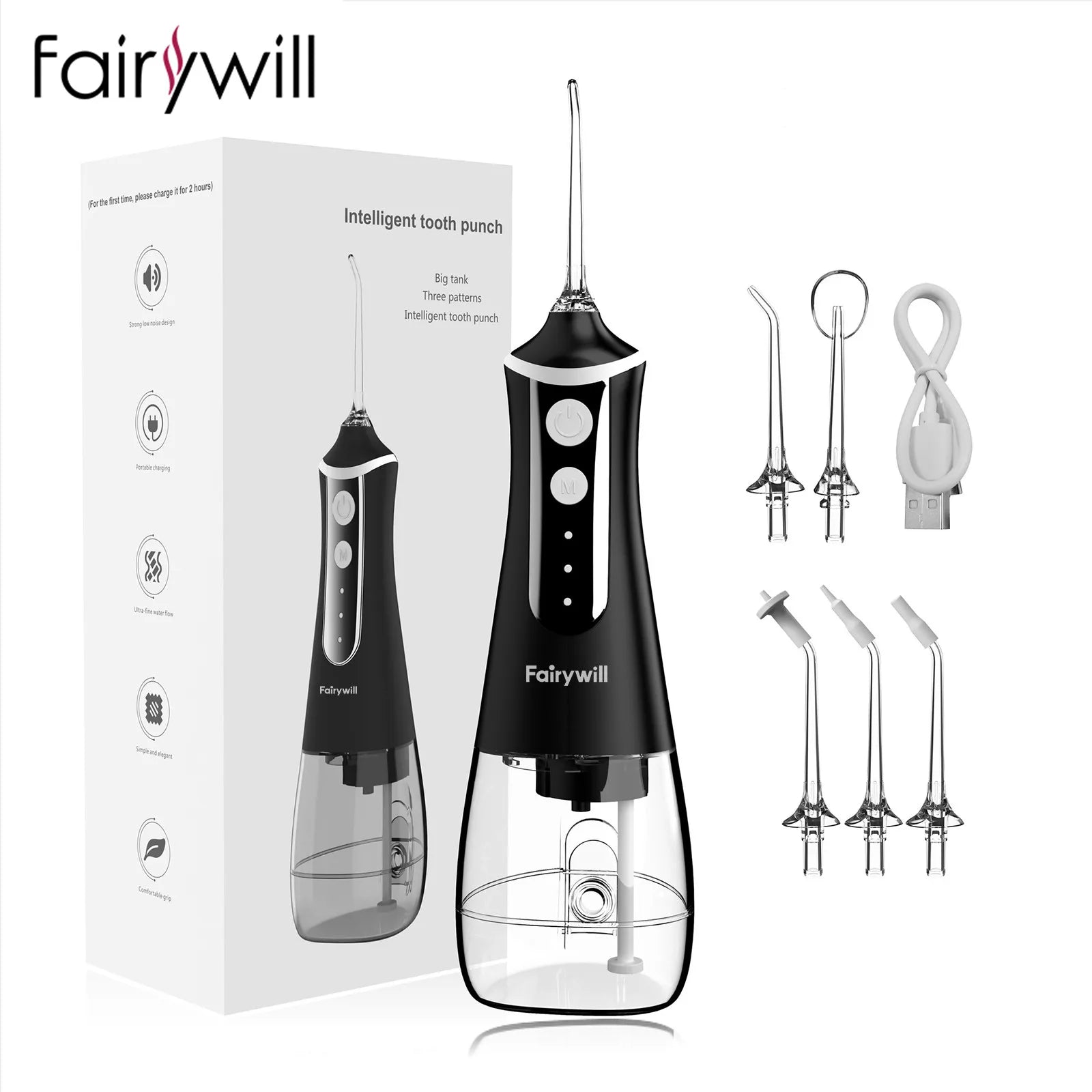 Fairywill Water Flosser – USB, 5 Tips, Travel