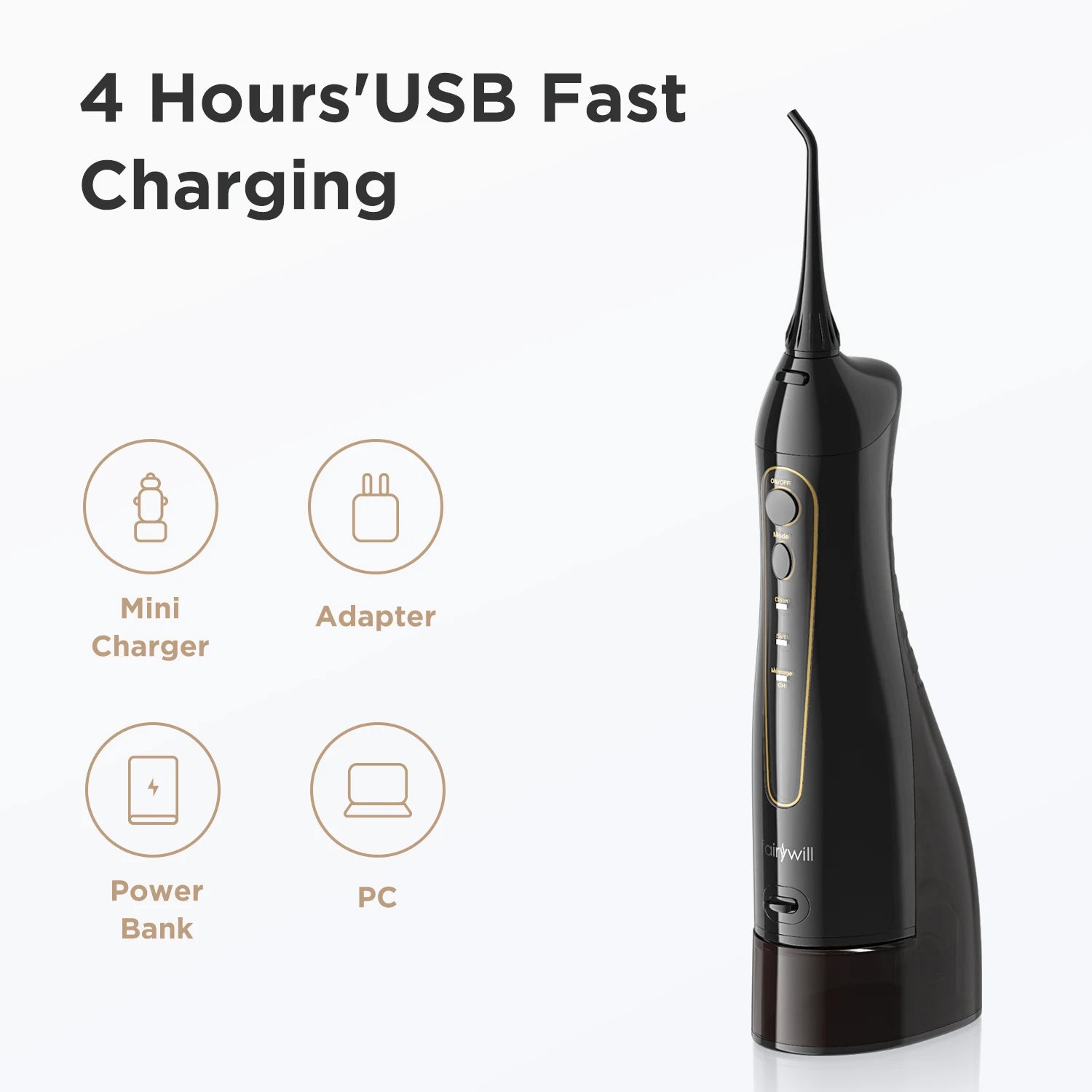 Fairywill Water Flosser – 300ML, 3 Modes, Rechargeable