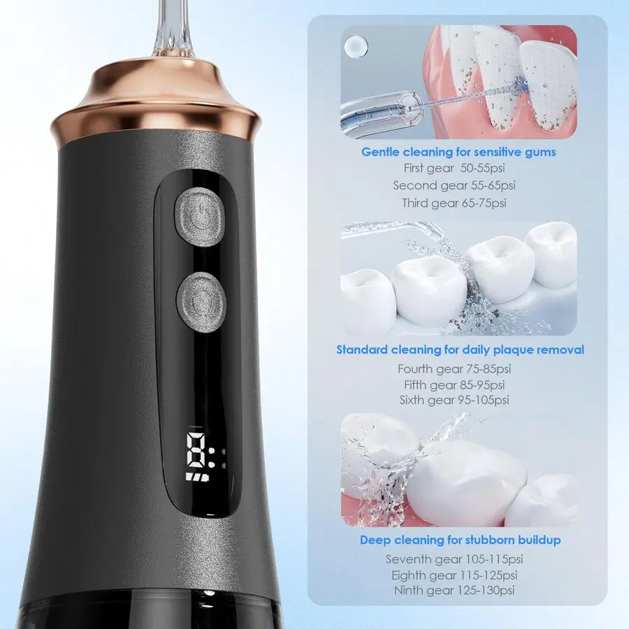 Large Capacity Water Flosser – 9 Modes, Adjustable Pressure