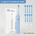 Sonic Electric Toothbrush – 8 Heads, 6 Modes, USB Rechargeable