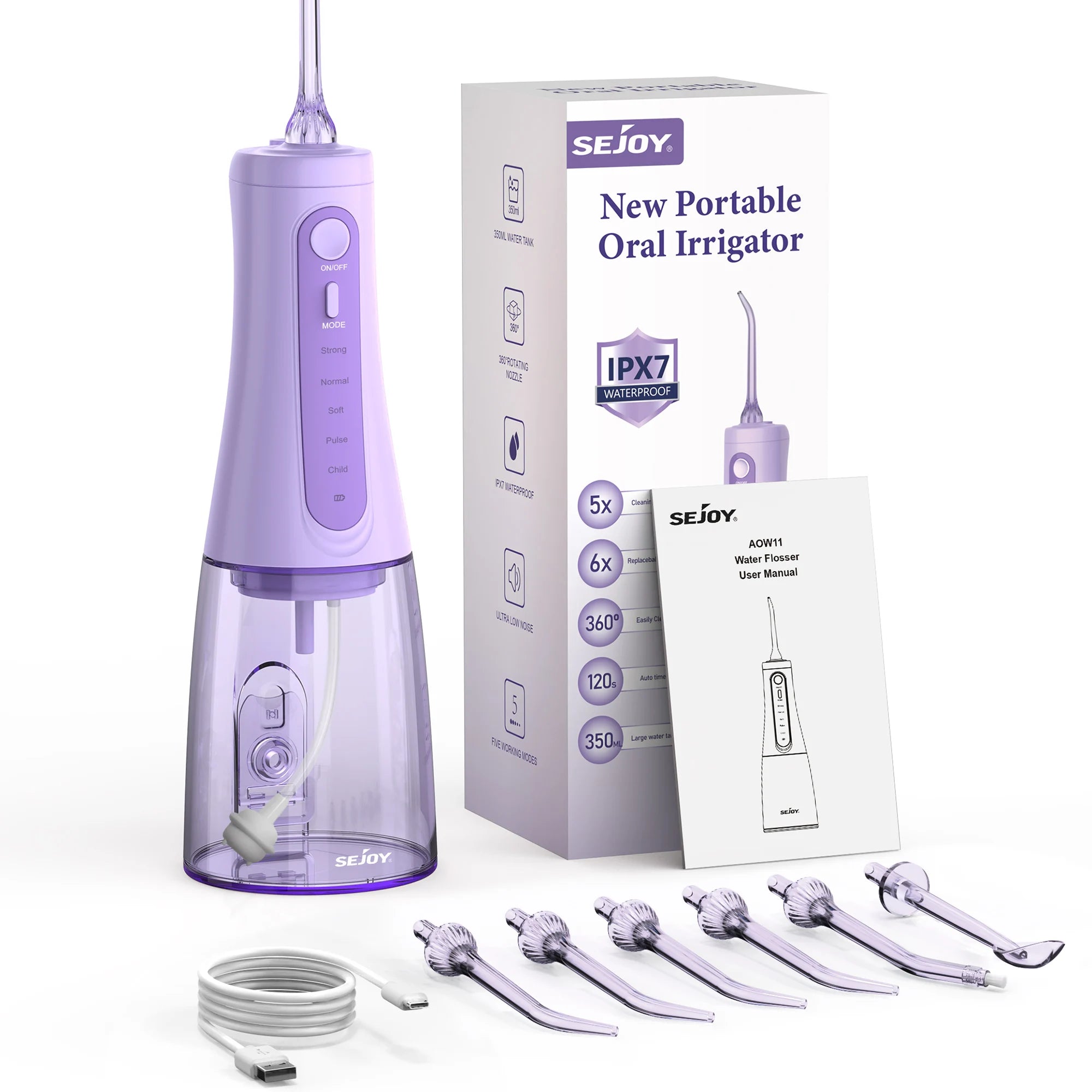 SEJOY Oral Irrigator – 4 Modes, IPX7 Waterproof