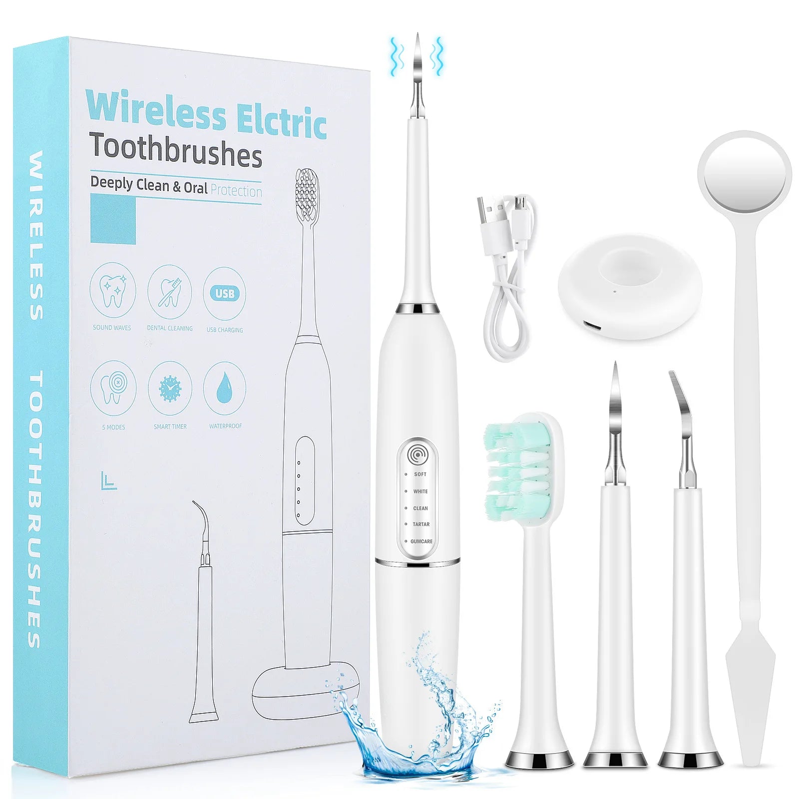 Sonic Toothbrush – 8 Heads, 5 Modes, Travel Case