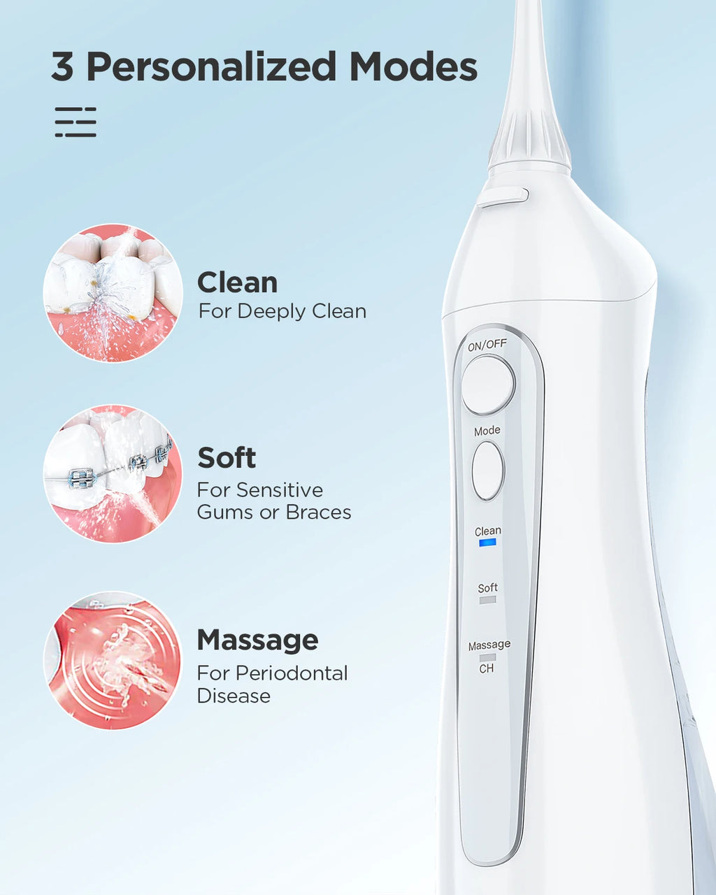 Fairywill Water Flosser – 300ML, 3 Modes, Portable