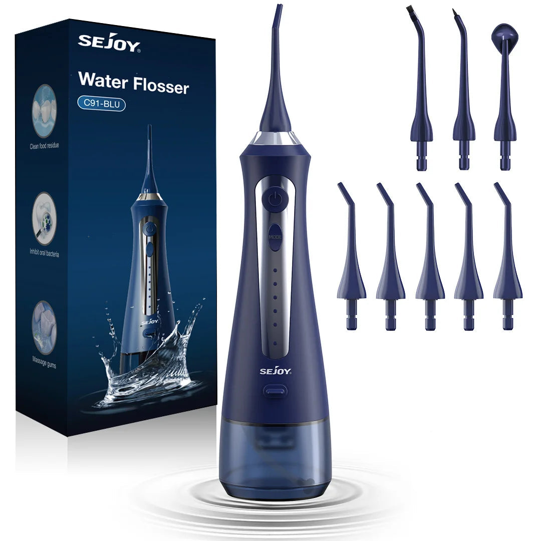 SEJOY Portable Water Flosser – 230ML, 5 Modes, 5 Tips