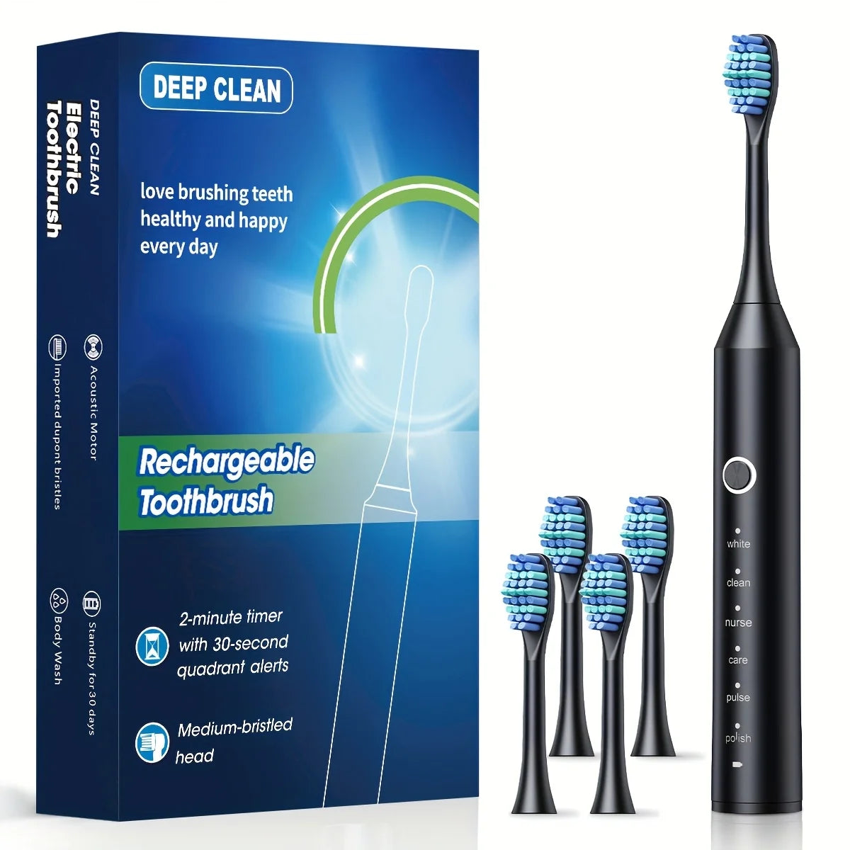2025 Sonic Toothbrush – 6 Modes, USB, Replacement Set