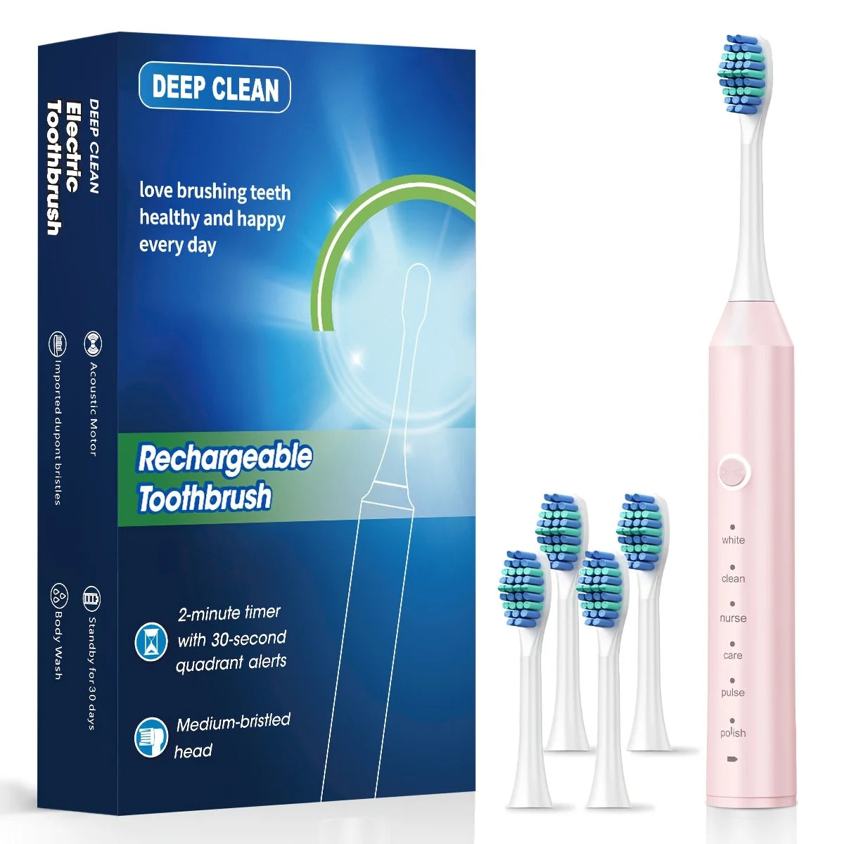 2025 Sonic Toothbrush – 6 Modes, USB, Replacement Set