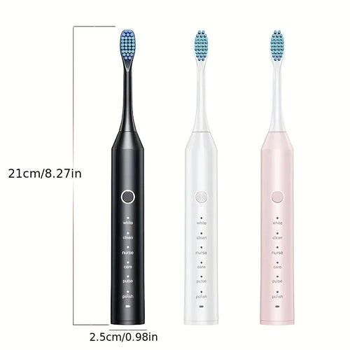 2025 Sonic Toothbrush – 6 Modes, USB, Replacement Set