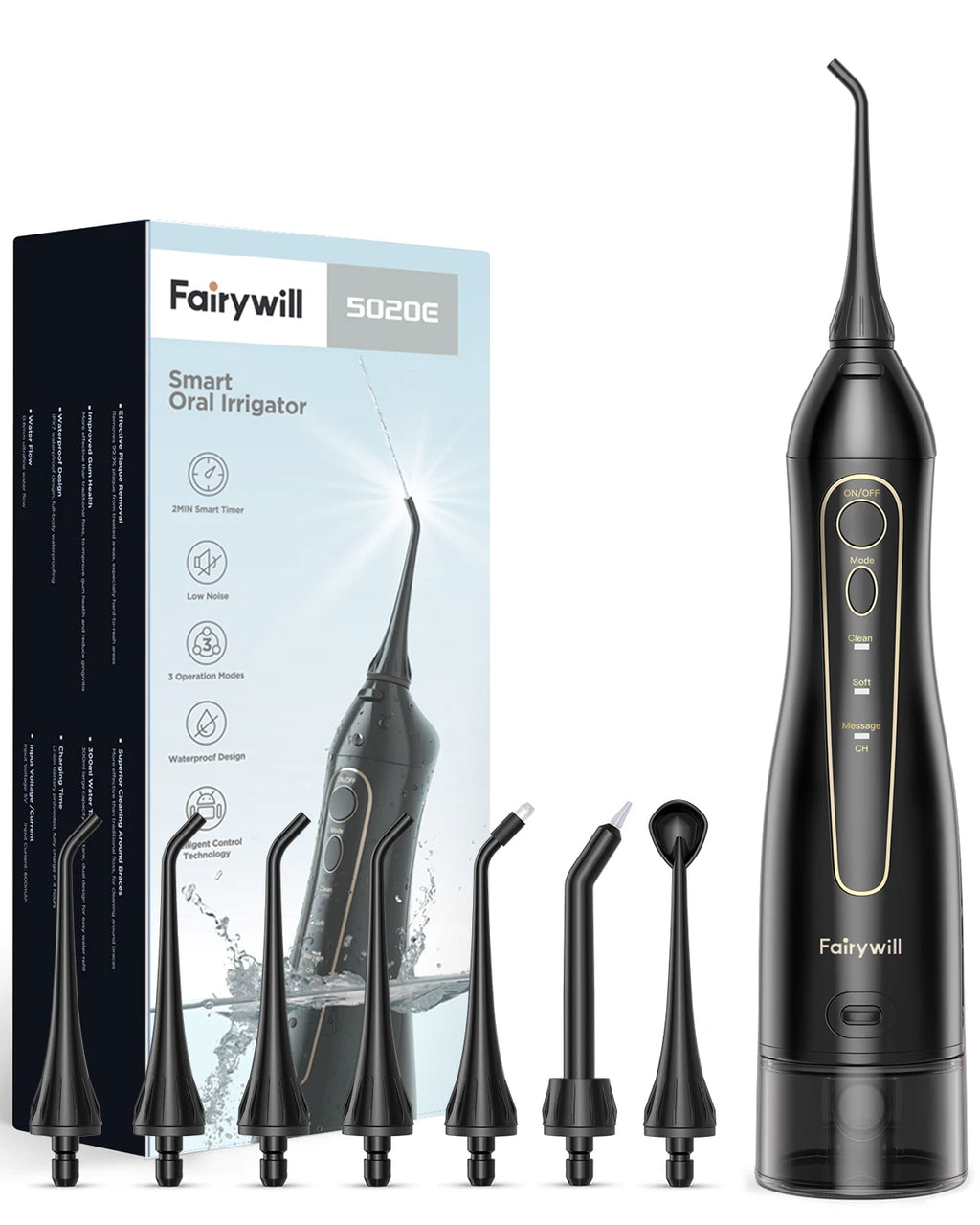 Fairywill Water Flosser – 300ML, 3 Modes, Portable