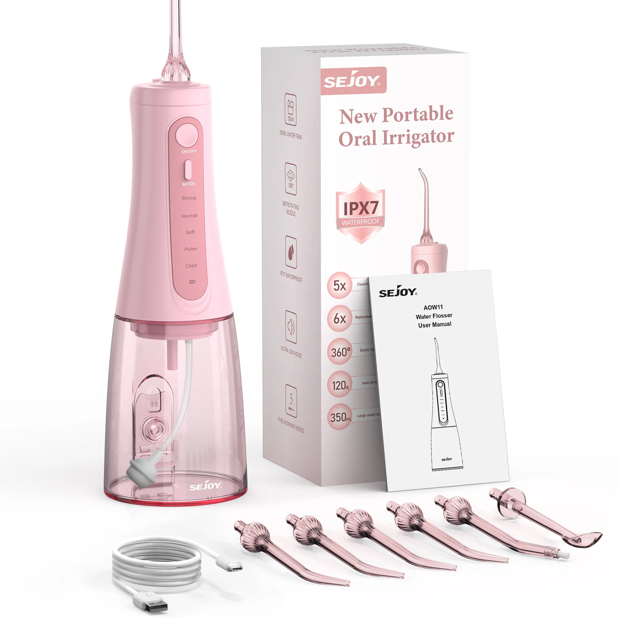 SEJOY Oral Irrigator – 4 Modes, IPX7 Waterproof