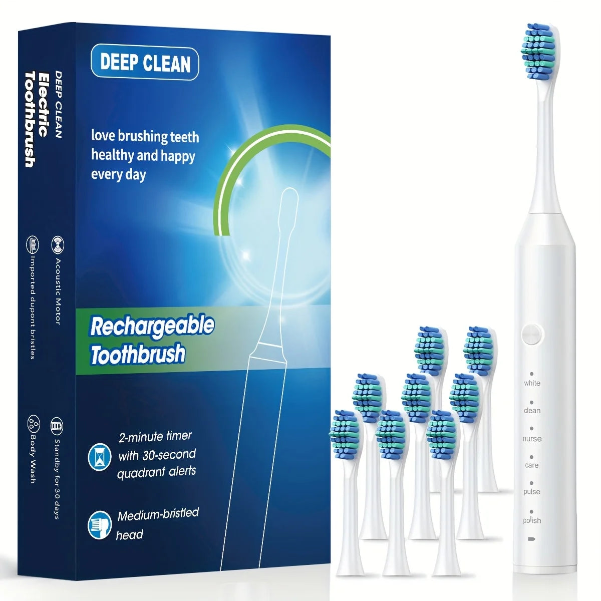 2025 Sonic Toothbrush – 6 Modes, USB, Replacement Set
