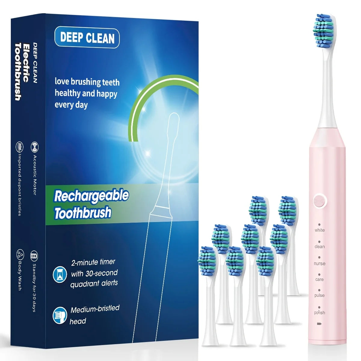 2025 Sonic Toothbrush – 6 Modes, USB, Replacement Set