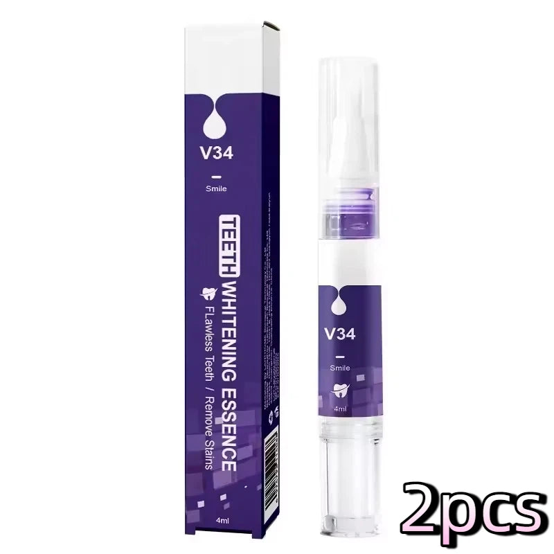 Teeth whitening essence with packaging on a white background