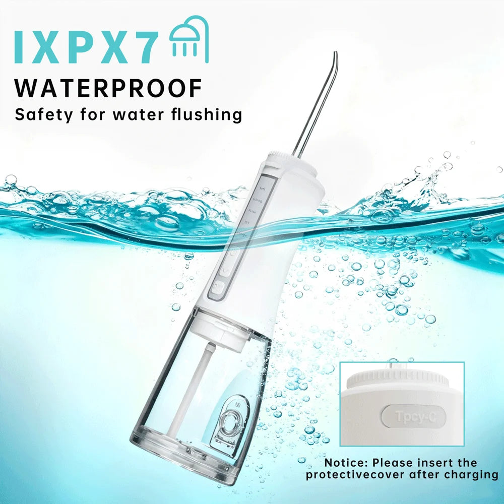 Portable Water Flosser – 300ML, 4 Modes, 5 Tips