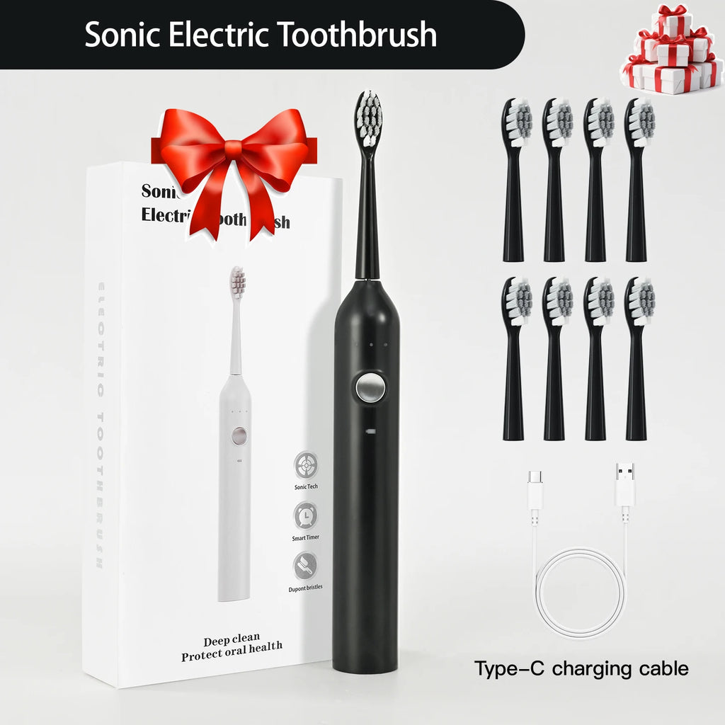 Sonic Electric Toothbrush – 8 Heads, 6 Modes, USB Rechargeable