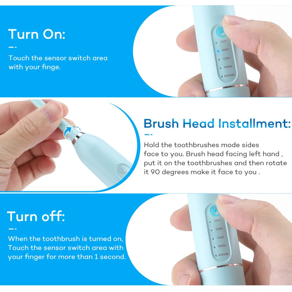 Sonic Toothbrush – 8 Heads, 5 Modes, Travel Case