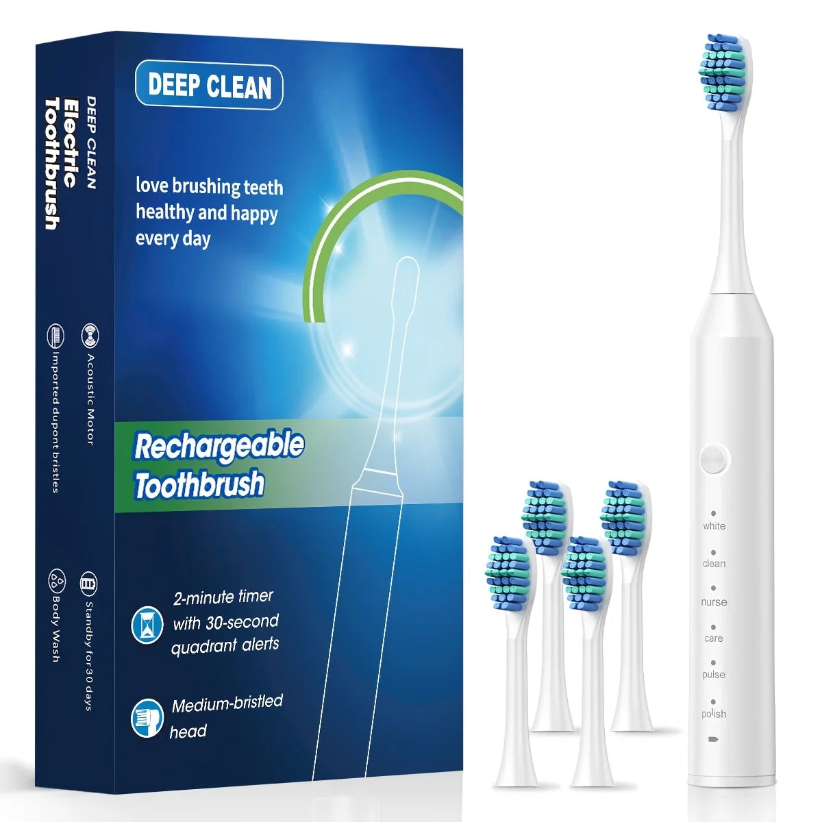 2025 Sonic Toothbrush – 6 Modes, USB, Replacement Set