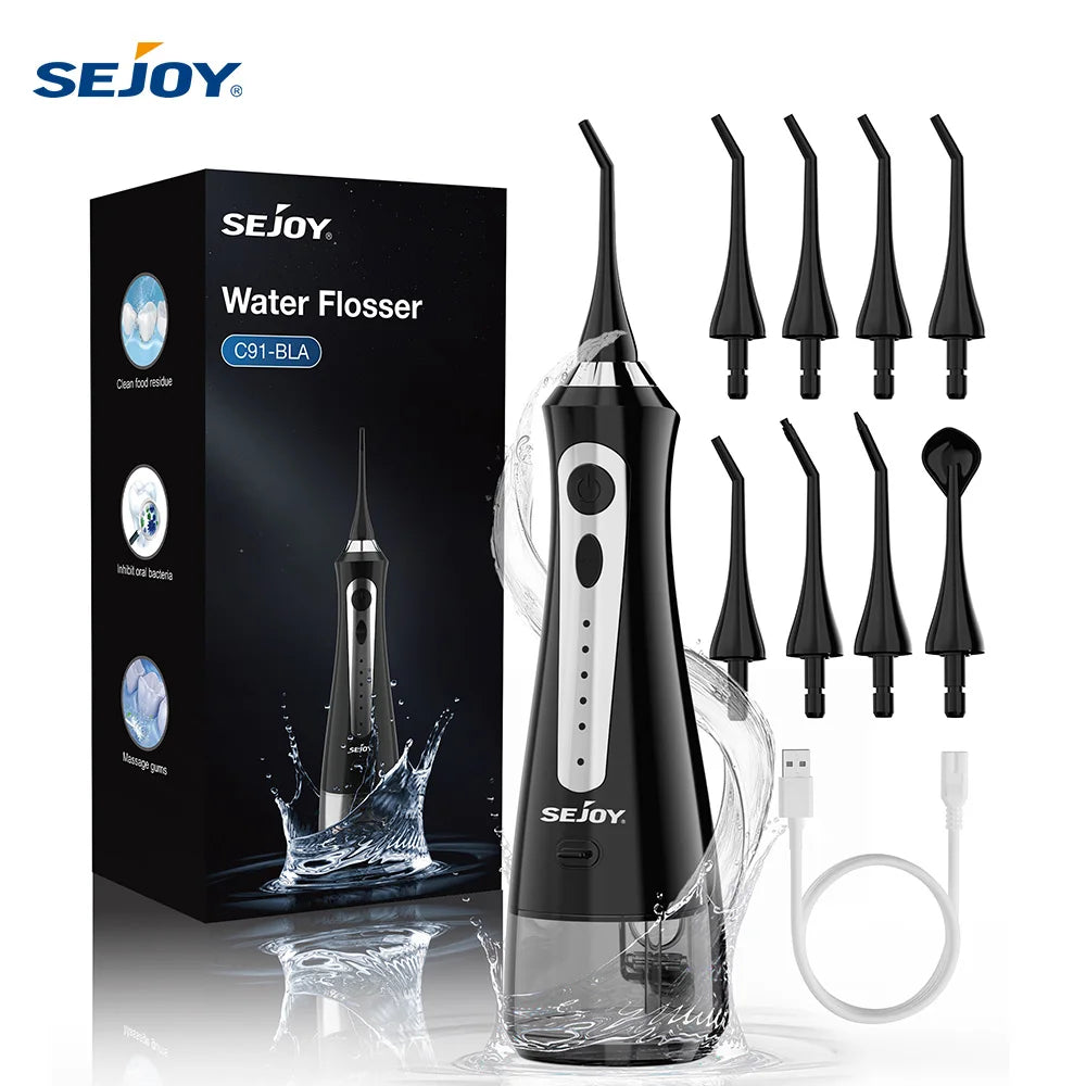 SEJOY Portable Water Flosser – 230ML, 5 Modes, 5 Tips